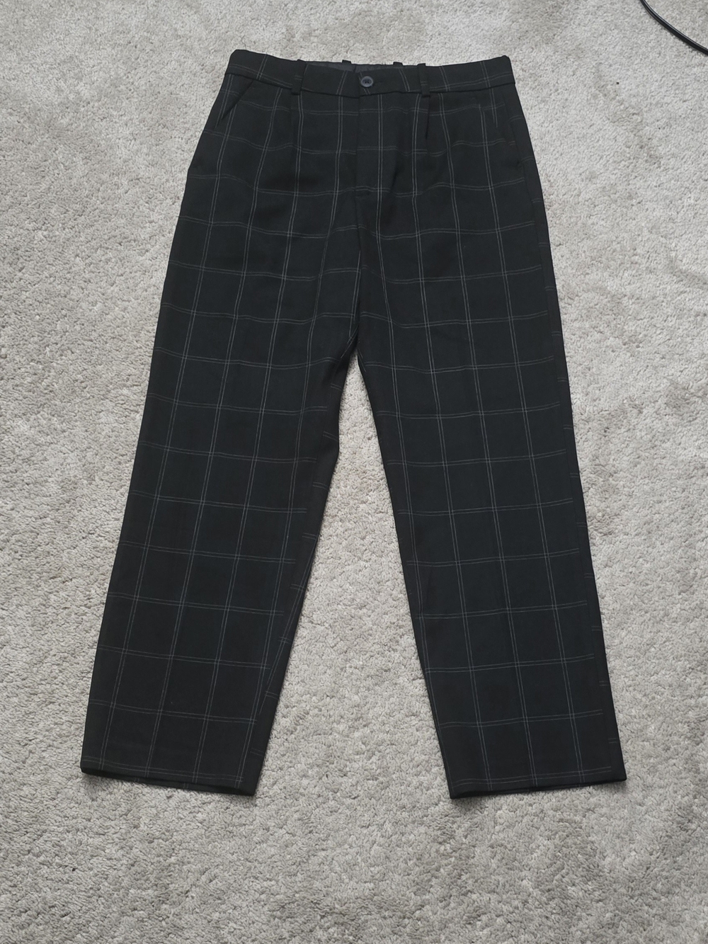 H&M Black Windowpane Check Trousers